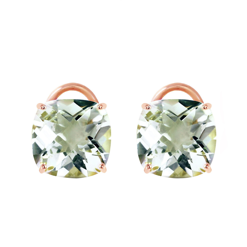 14K. GOLD FRENCH CLIPS EARRING WITH GREEN AMETHYST (Rose Gold) - Picture 2 of 3